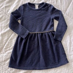 H&M long sleeve dress size 5T Navy with gold waistline